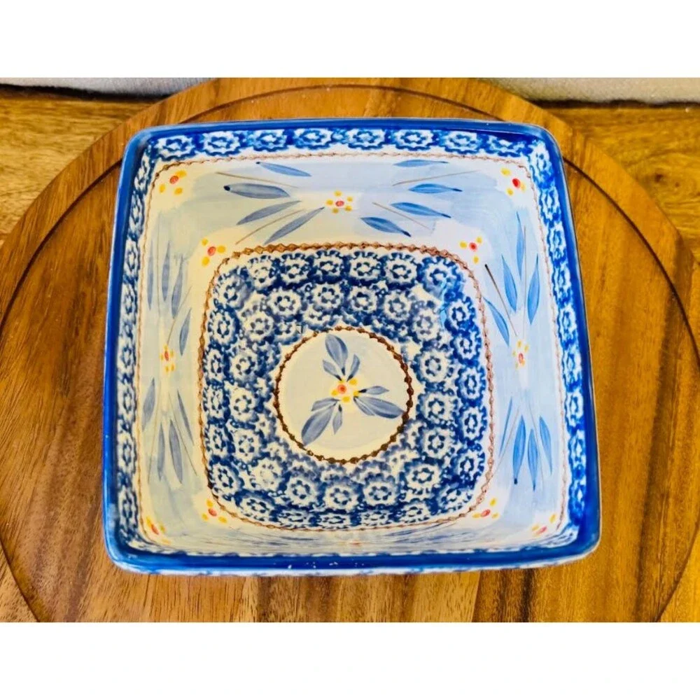 Temptations By Tara Old World Blue 1.5 Qt Square Baker Baking Dish
